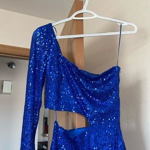 Sparkly Blue Windsor One Shoulder Dress